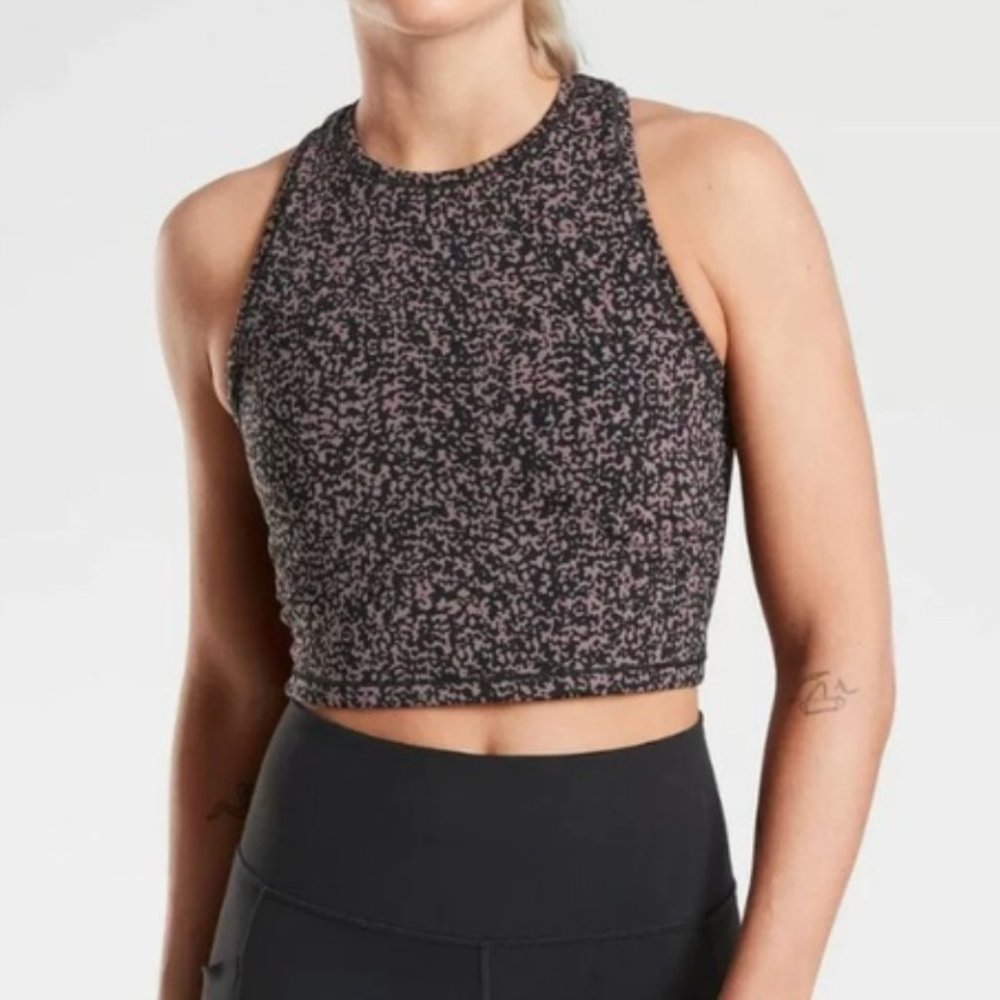 Athleta Shanti Crop Jacquard Tank Mineral Brown Plus Size 1X